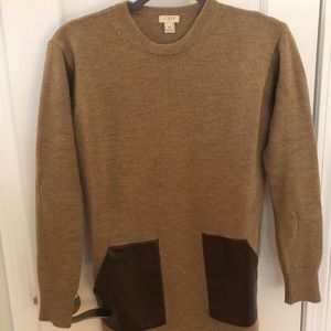 Jcrew brown sweater with leather pockets